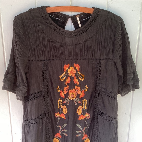 Free People boho DRESS lace embroidered - Picture 3 of 4